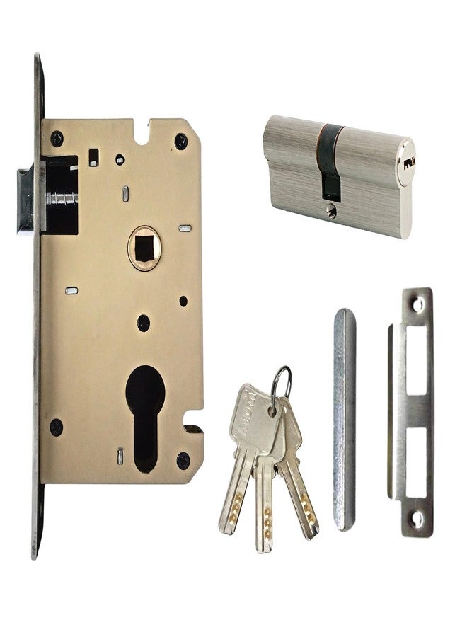 Atom Heavy Duty Mortise Door Lock with Both Sided Key for Bedroom, Living Room, Main Door, Black Silver Finish | 3 Keys | Lockset for House Hotel Office(O37CYBSK) - Image 3